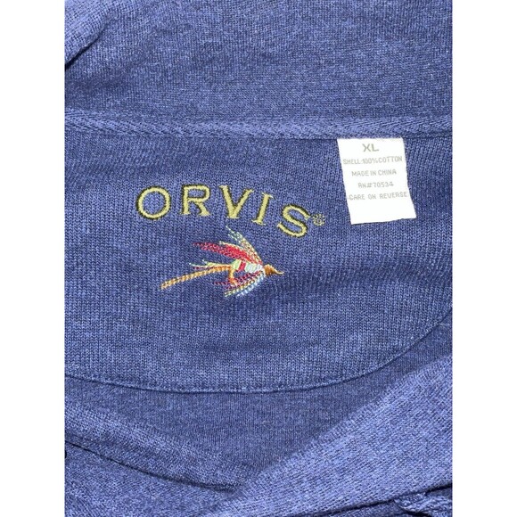 Men’s Orvis Sweater XL Blue Pockets Long Sleeve - Shawl Collar - Picture 4 of 4